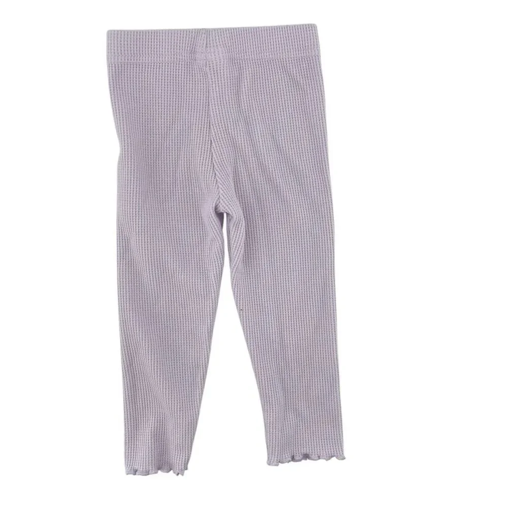Girls 18M Purple Striped Ruffle Sweatshirt Waffle Knit Leggings 2pc Playwear Set